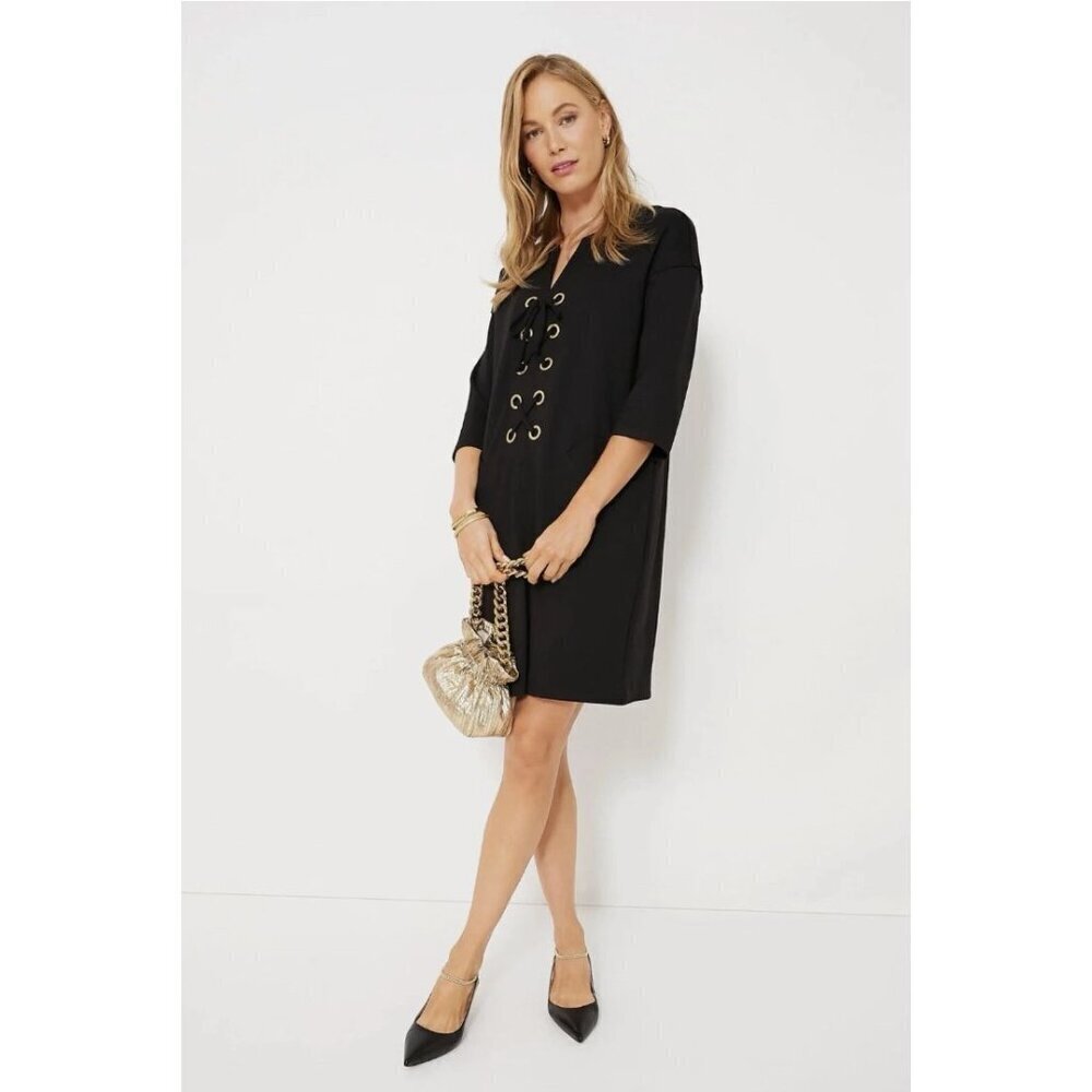 Tuckernuck Black Ellington Dress Mini Half Sleeve Size XXL Cross Front